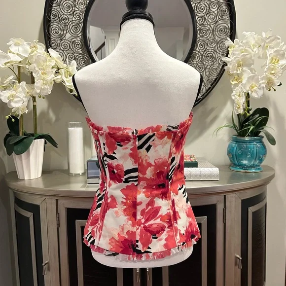 White House Floral Strapless Top - Picture 4 of 8